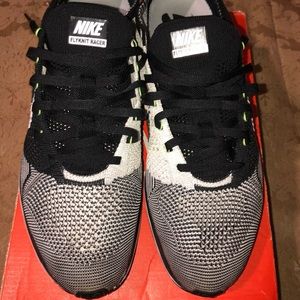 Nike Flyknit Racer Black White Volt